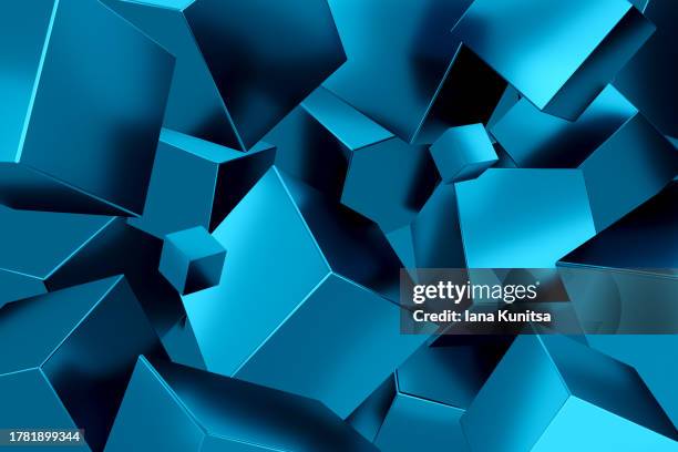 glossy dark blue cubes shape background. futuristic abstract 3d pattern. geometric composition. design element. - cloud security stock pictures, royalty-free photos & images