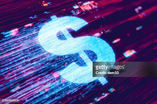 digital currency and dollar sign - electronic money transfer stock illustrations