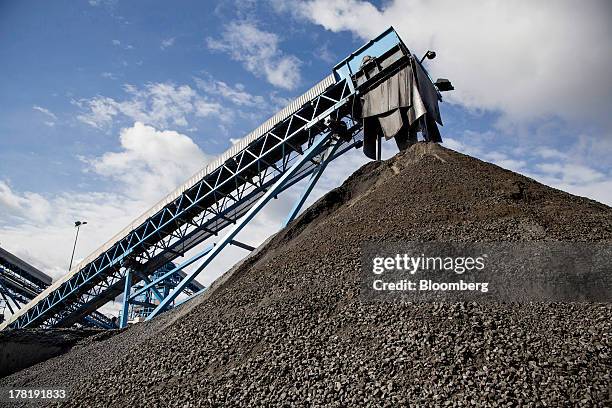 Iron ore rock sits in a storage mound after excavation at the open cast iron ore mine run by LKAB, Sweden's state-owned mining company, in...