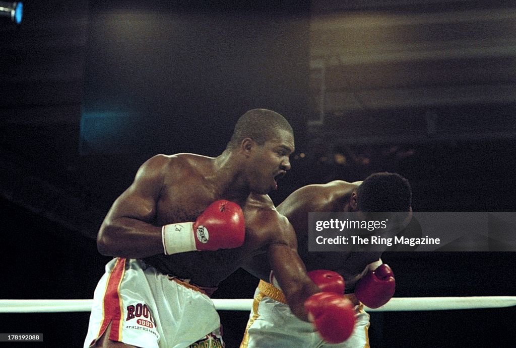 Donovan Ruddock throws a punch against Greg Page during the fight at ...