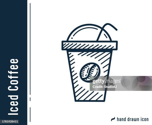 iced coffee single line icon design - cold coffee stock illustrations