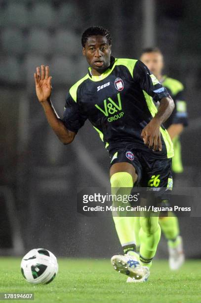Matute Kelvin Ewome of FC Crotone in action during the Serie B match between AC Siena and FC Crotone at Stadio Artemio Franchi on August 24, 2013 in...