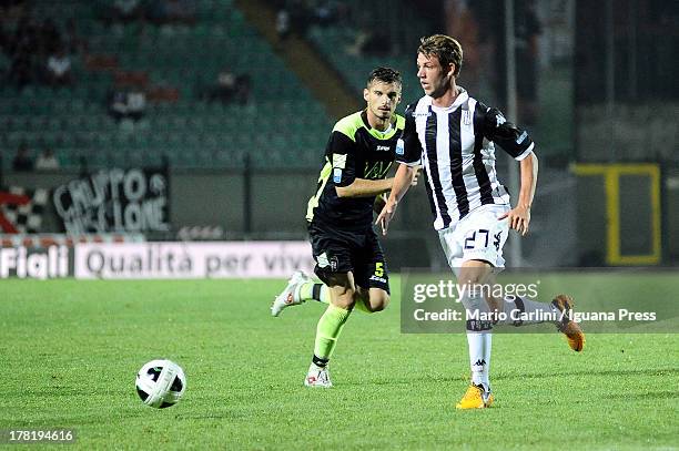 Valerio Rosseti of AC Siena in action during the Serie B match between AC Siena and FC Crotone at Stadio Artemio Franchi on August 24, 2013 in Siena,...