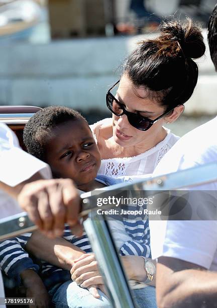 Actress Sandra Bullock and son Louis Bardo Bullock is seen during the 70th Venice International Film Festival on August 27, 2013 in Venice, Italy.