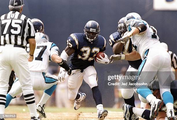 Running back Gary Brown of the San Diego Chargers in action during a game against the Carolina Panthers at Qualcomm Stadium in San Diego, California....