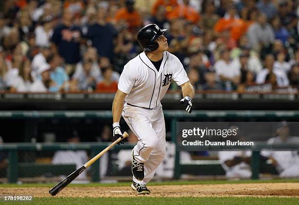 Andy Dirks of the Detroit Tigers bats against the Minnesota Twins at Comerica Park on August 20, 2013 in Detroit, Michigan.