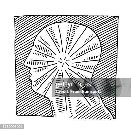 Head Sparkling Mind Light Rays Drawing Head Sparkling Mind Light Rays Drawing