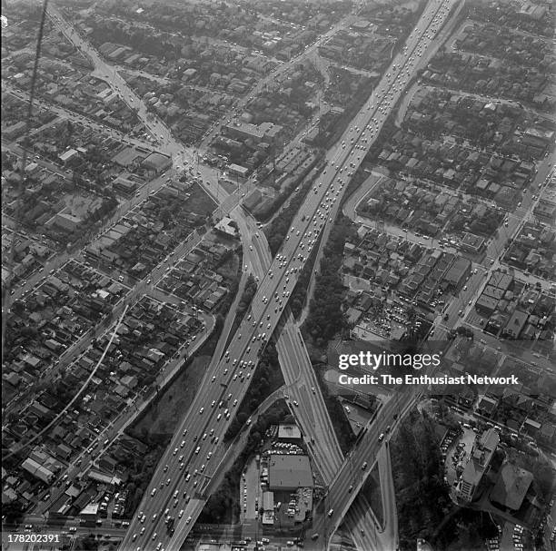 Aerial View Of Los Angeles Freeway System Photographed from KMPC Bell 47H1 helicopter.