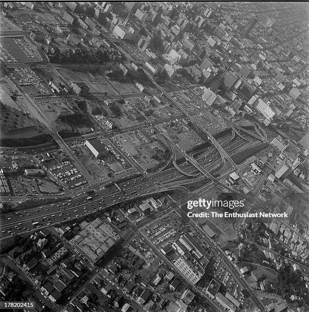 Aerial View Of Los Angeles Freeway System Photographed from KMPC Bell 47H1 helicopter.