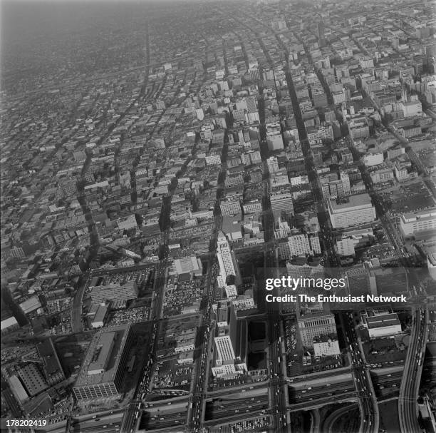 Aerial View Of Los Angeles Freeway System Photographed from KMPC Bell 47H1 helicopter.