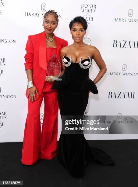 Arsema Thomas and Janelle Monae attend the Harper's Bazaar Women Of The Year Awards 2023 at The Ballroom of Claridge’s on November 07, 2023 in...