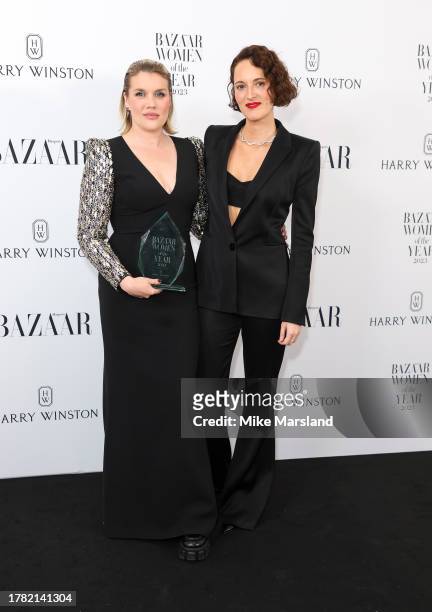 Emerald Fennell and Phoebe Waller-Bridge attend the Harper's Bazaar Women Of The Year Awards 2023 at The Ballroom of Claridge’s on November 07, 2023...
