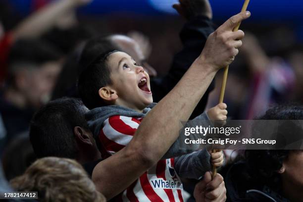 General view of the Atletico Madrid fans during a UEFA Champions League group stage match between Atletico de Madrid and Celtic at the Civitas...