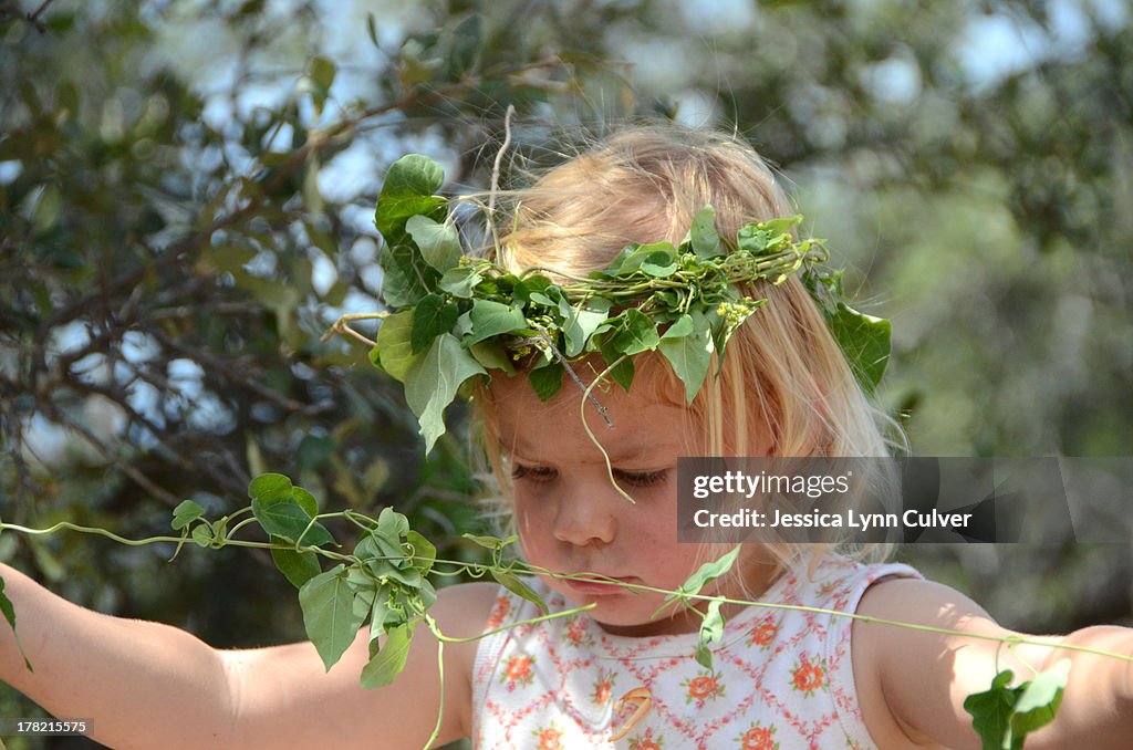 Toddler with Crown of Vines