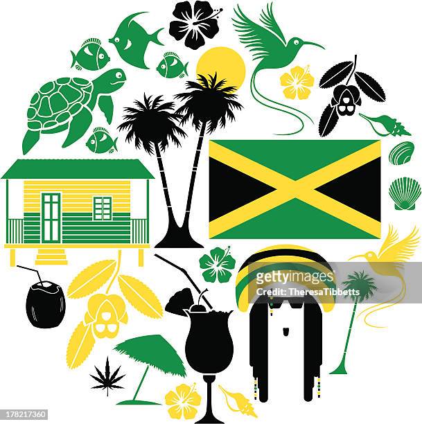 ilustraciones, imágenes clip art, dibujos animados e iconos de stock de conjunto de iconos de jamaica - jamaicano
