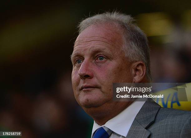 Kevin Blackwell of Bury looks on during the Sky Bet League One match between Coventry City and Bury at Sixfields on August 25, 2013 in Northampton,...