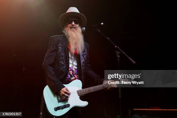 Billy Gibbons performs onstage during the 2023 BBR/BMG CMA Pre-Party at Brooklyn Bowl Nashville on November 07, 2023 in Nashville, Tennessee.
