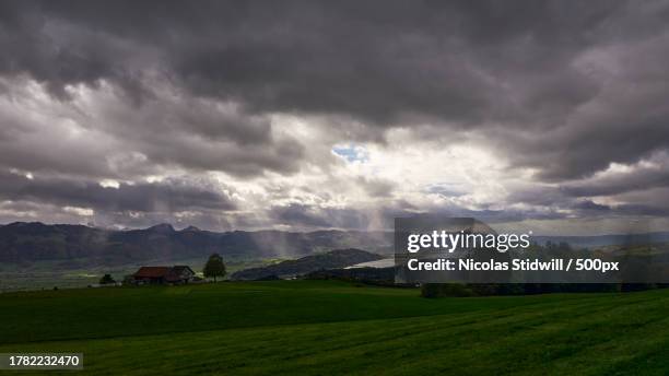 scenic view of field against sky - nicolas berggruen stock-fotos und bilder