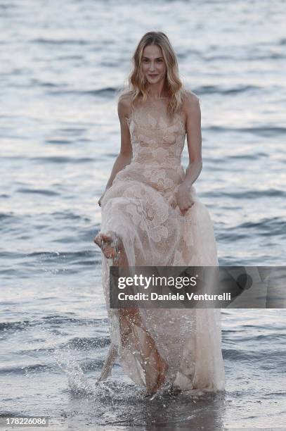 Festival hostess Eva Riccobono attends a photocall during the 70th Venice International Film Festival at the Hotel Excelsior on August 27, 2013 in...