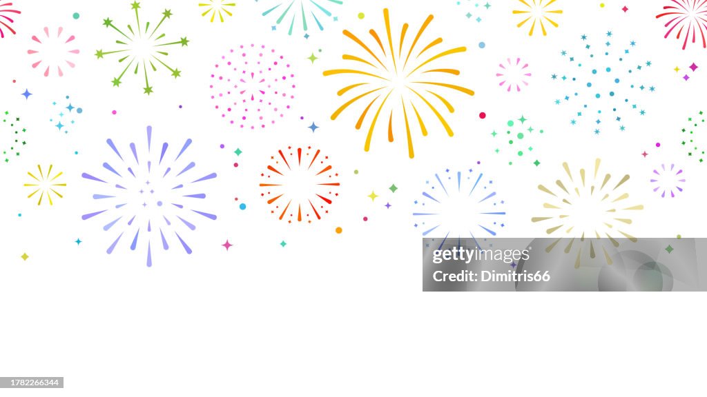 Fireworks banner with copy space. Anniversary, New year, Celebrate, Festival