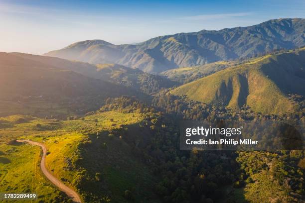 aerial view of santa lucia range in big sur, california - central california fotografías e imágenes de stock