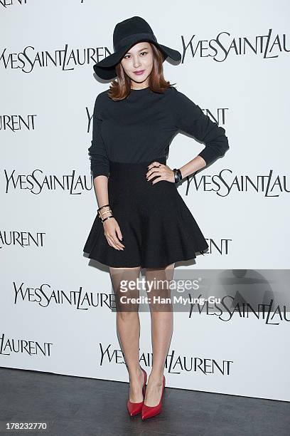 South Korean singer IVY attends during the "Forever Youth Liberator" launch party hosted by Yves Saint Laurent Skin Care at the Cais Gallery on...