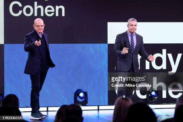 Scott Greenstein, SiriusXM President and Chief Content Officer and Andy Cohen speak during the SiriusXM Next Generation: Industry & Press Preview at...