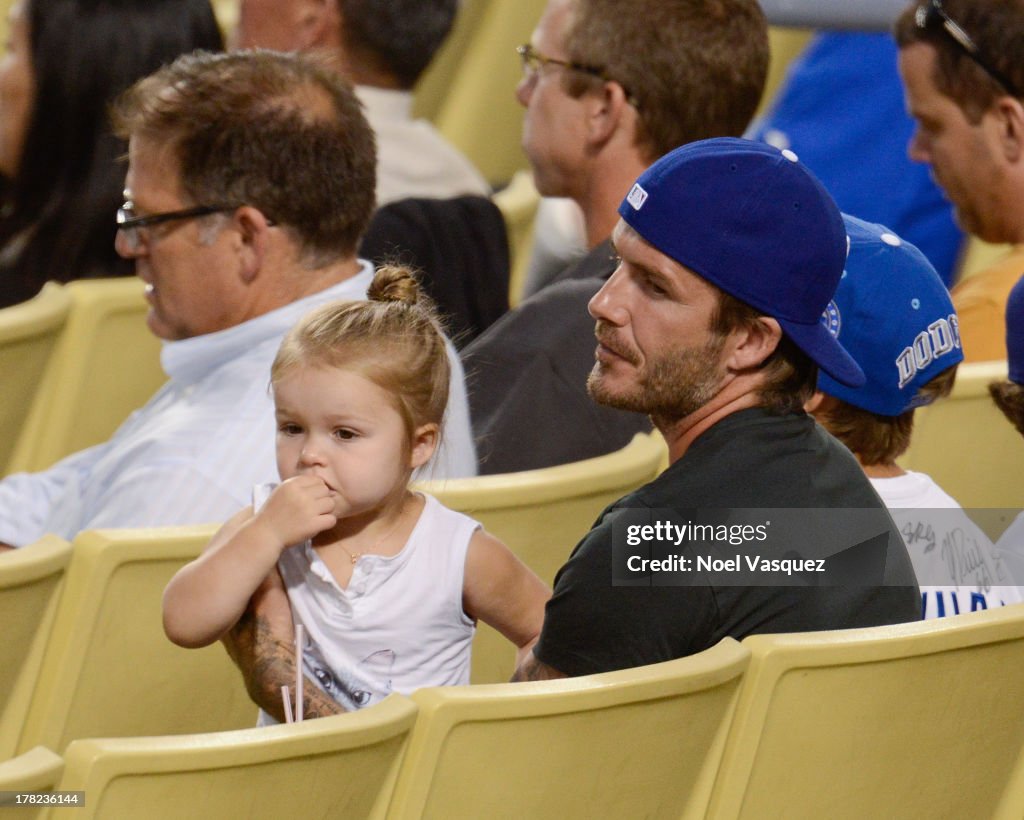 Celebrities At The Los Angeles Dodgers Game