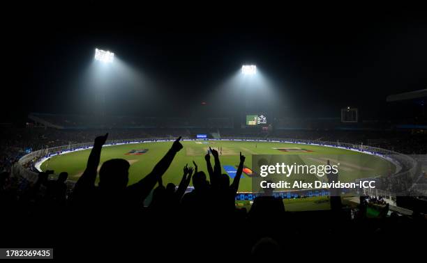 General view of play during the ICC Men's Cricket World Cup India 2023 match between India and South Africa at Eden Gardens on November 05, 2023 in...