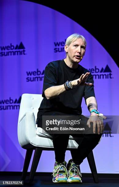 Lisbon , Portugal - 14 November 2023; Matthew Drinkwater, Head of Innovation, London College of Fashion on AI Academy Stage during day one of Web...