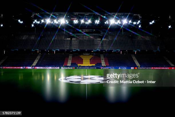 General view inside the stadium prior to the UEFA Champions League match between FC Salzburg and FC Internazionale at Red Bull Arena on November 08,...