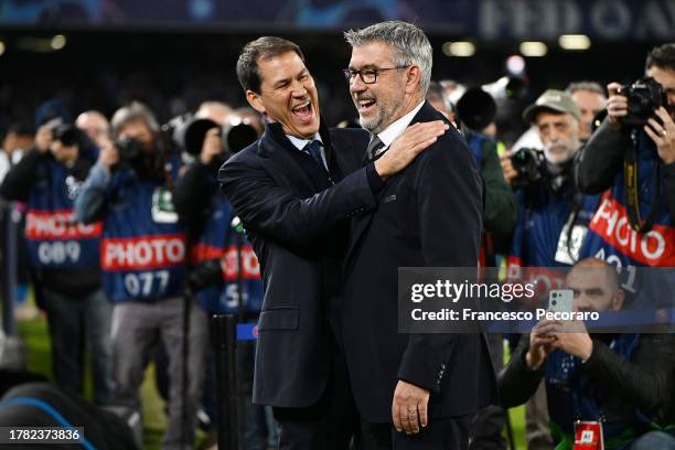 Rudi Garcia SSC Napoli head coach greets Urs Fischer FC Union Berlin head coach before the UEFA Champions League match between SSC Napoli and 1. FC...