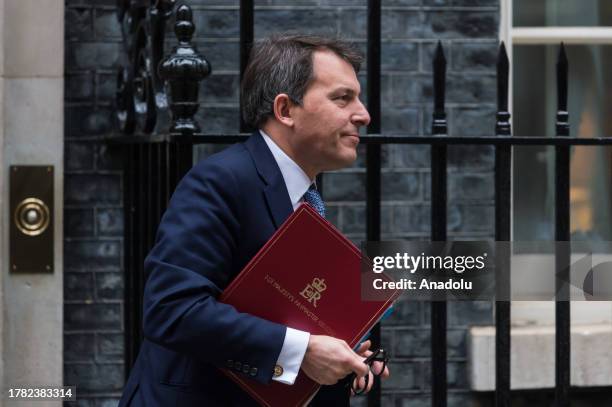 Paymaster General, and Minister for the Cabinet Office John Glen leaves 10 Downing Street after attending the weekly Cabinet meeting in London,...