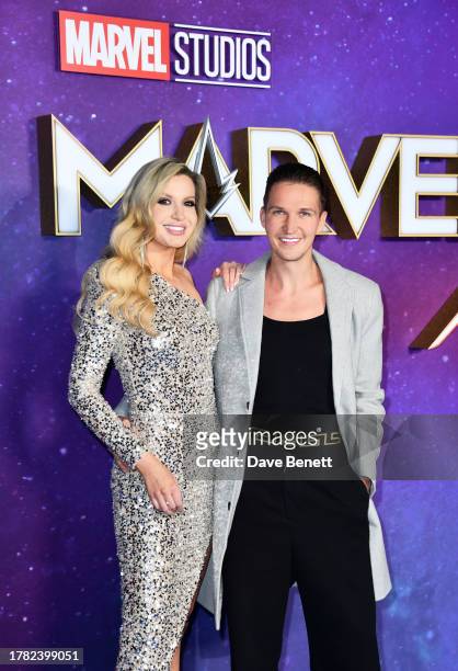 Victoria Brown and Chris Kowalski attend a Gala Screening of "The Marvels" at the Cineworld Leicester Square on November 08, 2023 in London, England.