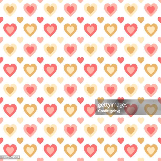 hearts seamless pattern - linen texture background stock illustrations