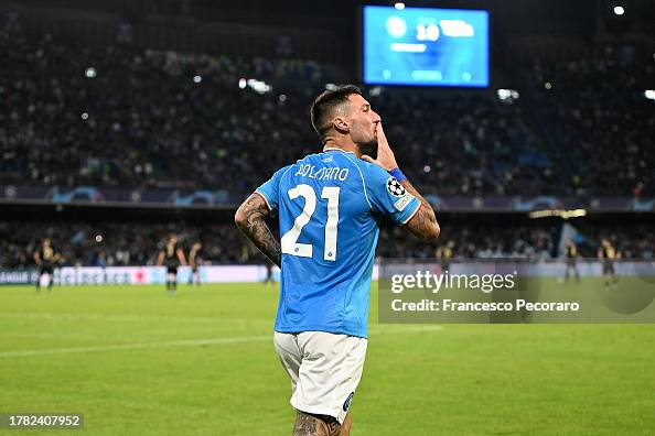 Politano Matteo Politano of SSC Napoli celebrates after scoring his side first ...