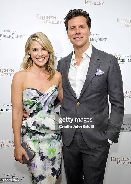 Ali Larter and comedian Hayes MacArthur celebrate the release of Ali Larter's new cookbook "Kitchen Revelry" with Perrier-Jouet at Sunset Tower on...