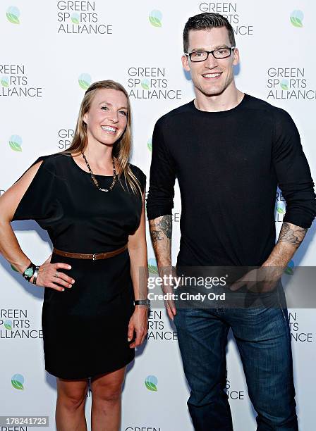 Kimmy Fasani and Andrew Ference attend the Green Sports Alliance Gala Dinner at The Liberty Warehouse on August 27, 2013 in New York City.