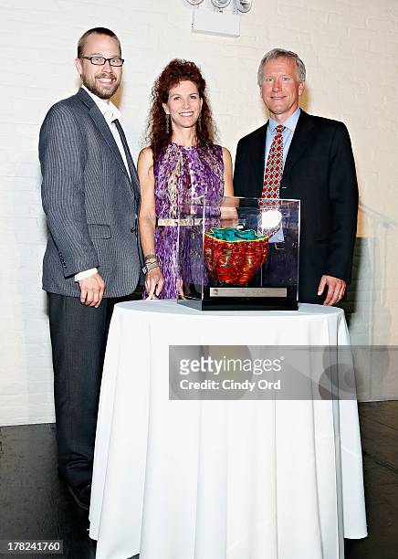 Martin Tull, Christina Weiss Lurie and Scott Jenkins attend the Green Sports Alliance Gala Dinner at The Liberty Warehouse on August 27, 2013 in New...