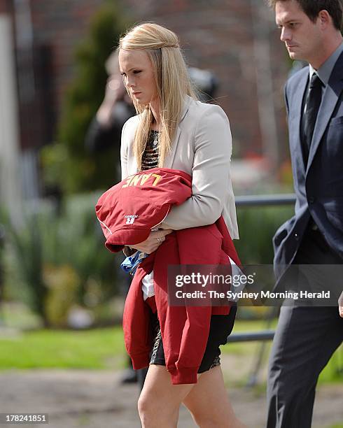 Sarah Harper, the girlfriend of Chris Lane attends the funeral service of Chris Lane at Saint Thereses Parish Church on August 28, 2013 in Melbourne,...