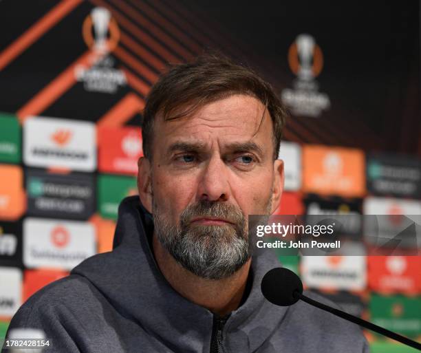 Jurgen Klopp manager of Liverpool during a press conference at Stadium de Toulouse on November 08, 2023 in Toulouse, France.