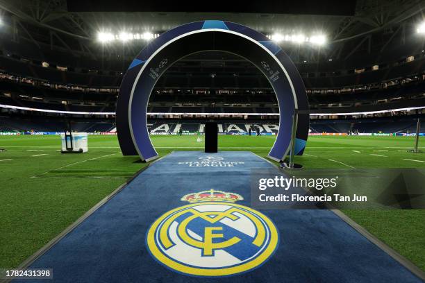 General view inside the stadium prior to the UEFA Champions League match between Real Madrid and SC Braga at Estadio Santiago Bernabeu on November...