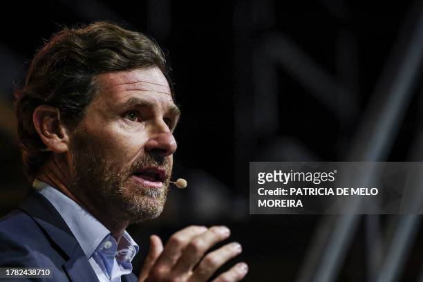 Portuguese football manager Andre Villas-Boas gestures during an interview at the Web Summit in Lisbon on November 14, 2023. Europe's largest tech...