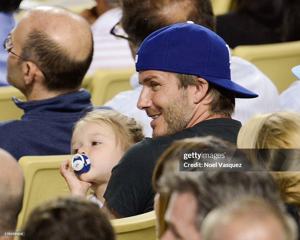 Celebrities At The Los Angeles Dodgers Game