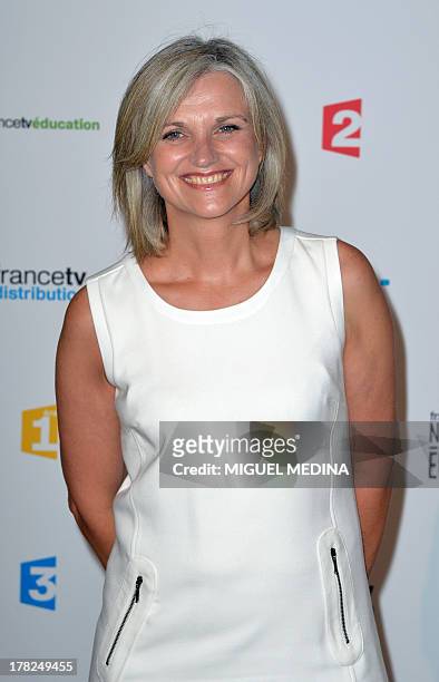 French TV host Valérie Maurice poses during a photocall following the France Televisions new season press conference at the Palais de Tokyo on August...