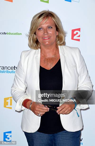 French journalist Catherine Matausch poses during a photocall following the France Televisions new season press conference at the Palais de Tokyo on...