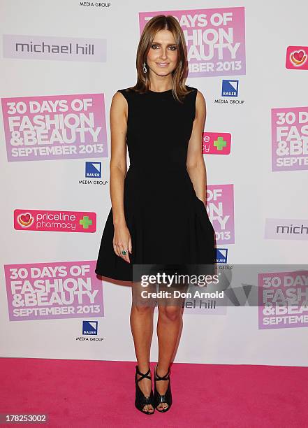 Kate Waterhouse arrives at the 30 Days of Fashion and Beauty launch party at Town Hall on August 28, 2013 in Sydney, Australia.