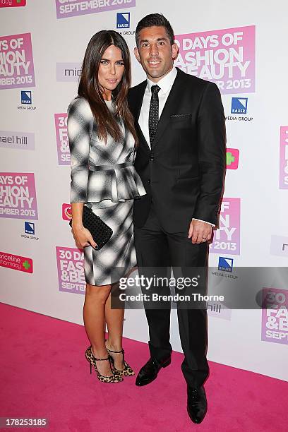 Jodi Anasta and Braith Anasta arrives at the 30 Days of Fashion and Beauty Launch Party at Town Hall on August 28, 2013 in Sydney, Australia.