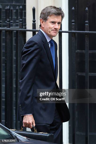 The head of MI6, Sir John Sawers arrives in Downing Street on August 28, 2013 in London, England. Prime Minister David Cameron is due to Chair a...