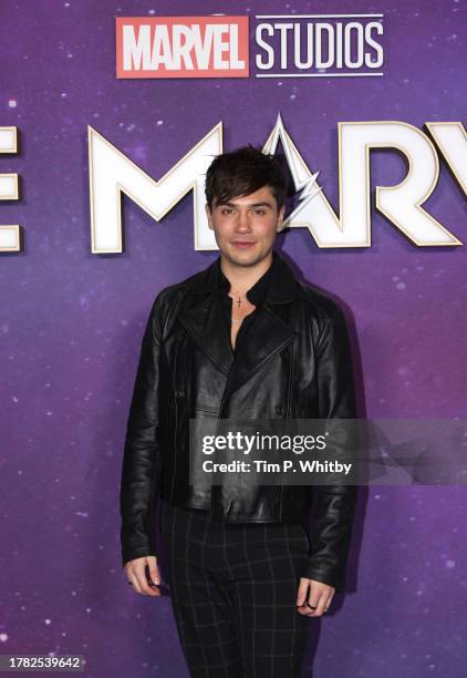 George Shelley attends the UK Special Screening of Marvel Studios', 'The Marvels' at Cineworld Leicester Square on November 08, 2023 in London,...